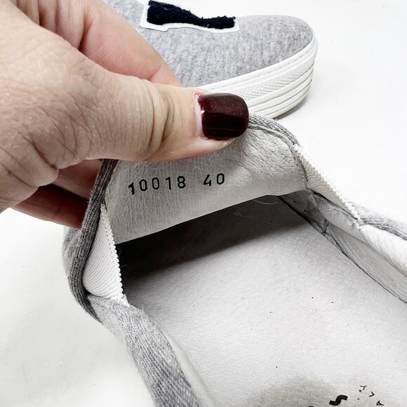 [Joshua Sanders] Gray Navy NY Felt Embroidered Slip On Platform Sneakers Size 10 - Picture 12 of 12